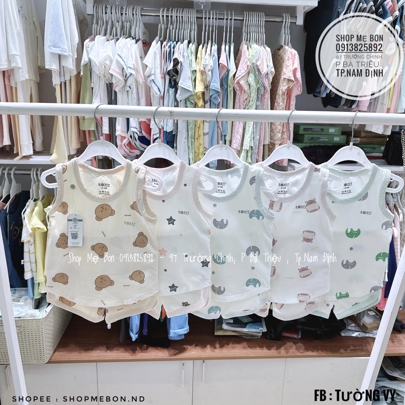 Bộ ba lỗ Hrnee hoạ tiết cho bé trai bé gái