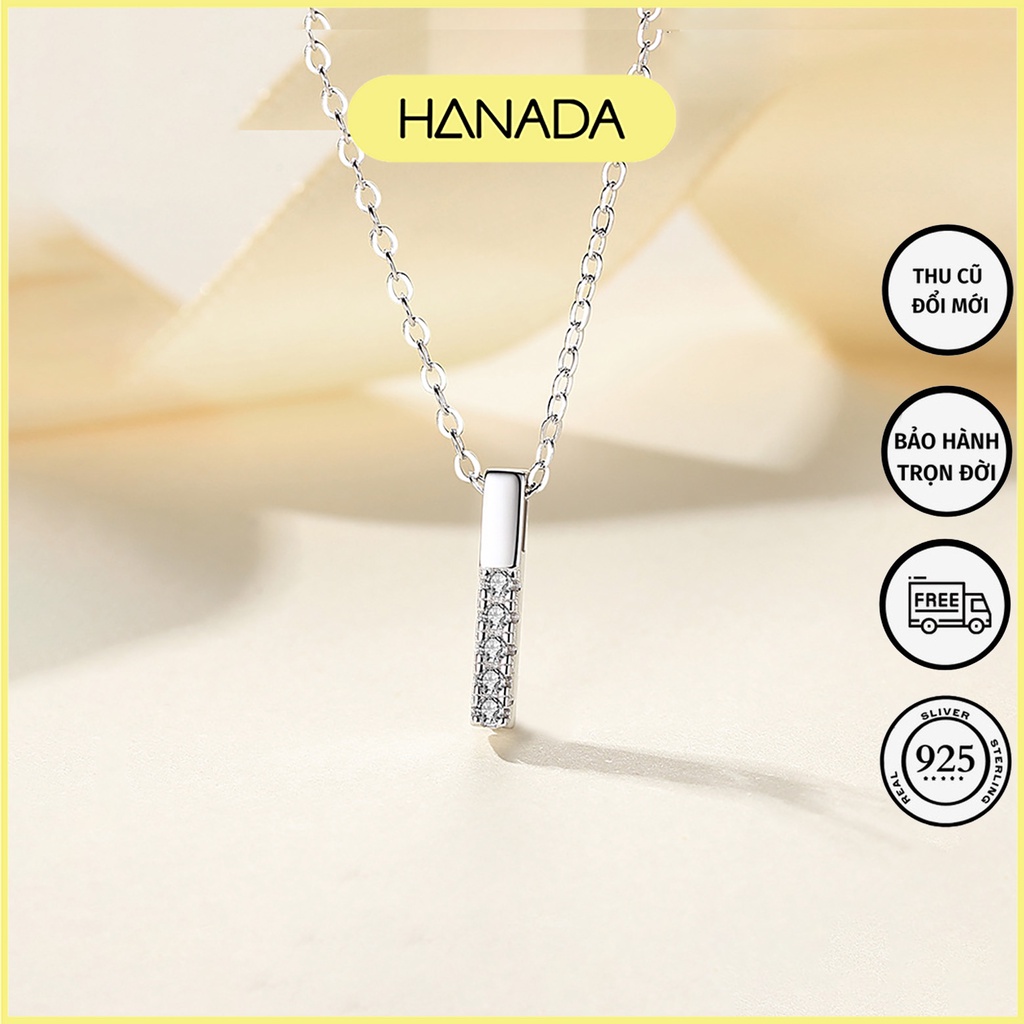 Dây Chuyền Bạc 925 Hanada Vòng Cổ Thanh Dọc Đính Đá 1007 H7