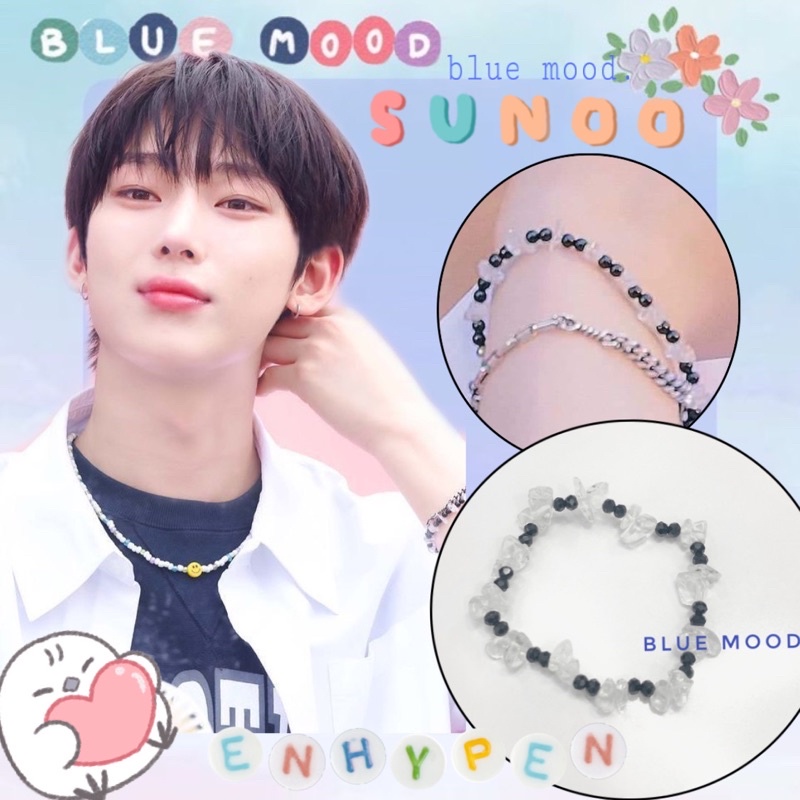 Vòng tay handmade hạt cườm đá trắng Inspired Sunoo Enhypen