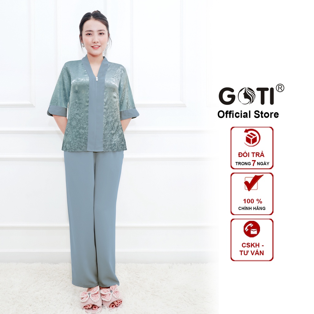 GOTI Đồ Lam Đi Chùa Gấm Lụa Cao Cấp Trung Niên Sang Trọng Siêu Mát Mặc Xuân Hè Thoải Mái Bigsize Quà Tặng Mẹ 3359 3360