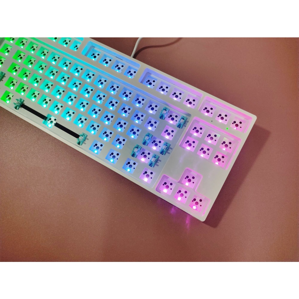 Kit GK87 bàn phím cơ không dây 3 mode RGB hot swap mạch xuôi
