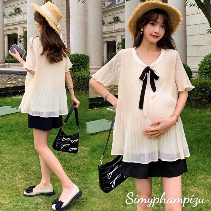 Áo bầu thiết kế công sở chất voan lụa tiểu thư điệu đà mặc đi chơi đi làm đều đẹp A30