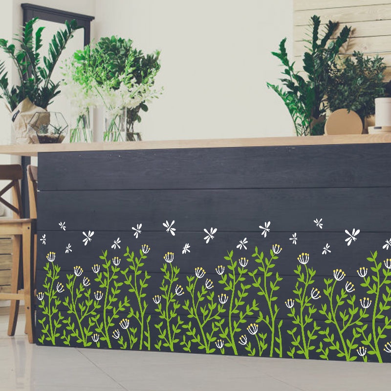 Decal dán kính Mividecor dán cửa kính chân tường hoa nhỏ