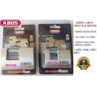 Khóa cầu ngang siêu nhẹ abus titalium 98ti/70; 98ti/90 - kcsg