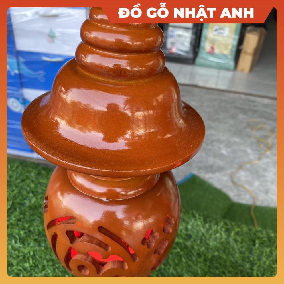 Cặp đèn phòng thờ tổ ong màu cánh dán gỗ hương đỏ để bàn tủ, Đồ thờ cúng phong thuỷ gia đình Nhật Anh cao cấp