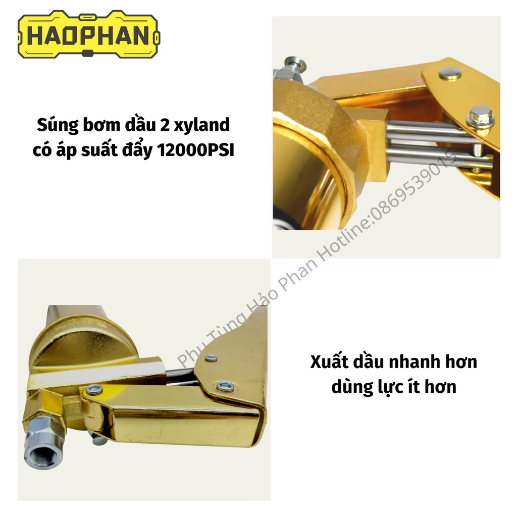 Bơm mỡ, Bơm mỡ cầm tay, Súng bơm mỡ 2 ty xilanh piston 900cc, bơm mỡ sâu chuyên dụng cao cấp