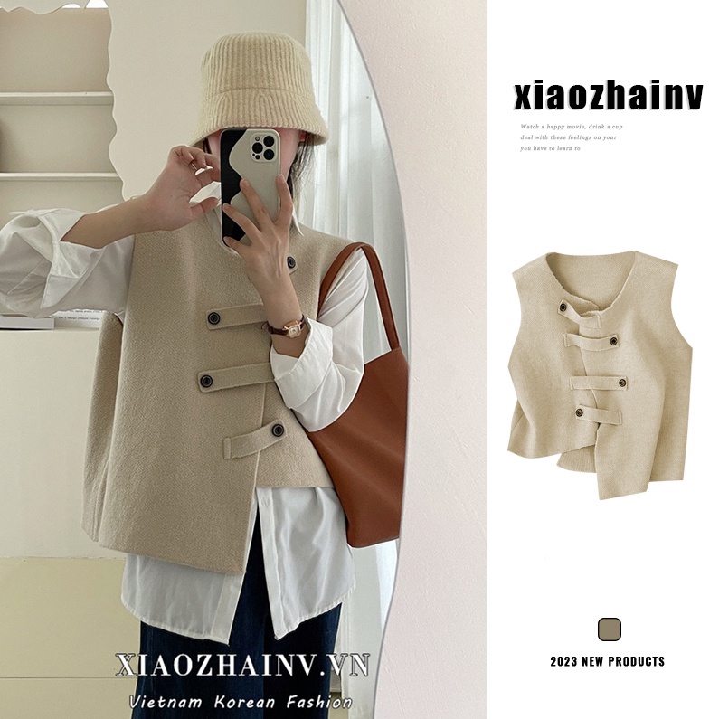 Áo khoác cardigan XIAOZHAINV không tay 3 màu sắc xinh xắn hợp thời trang cho nữ