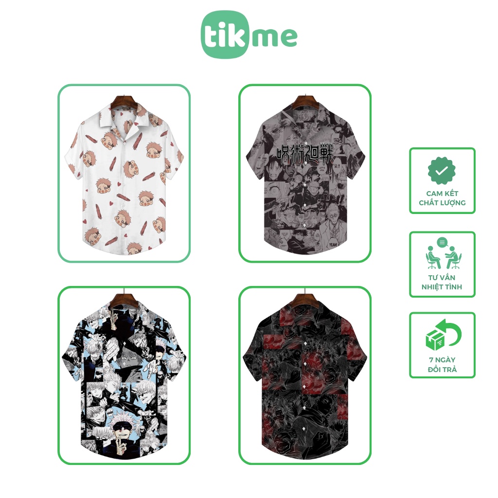 Áo Sơ Mi Đi Biển, Đi Du Lịch Họa Tiết Hawaii, Áo Nhóm Unisex Chủ Đề Jujutsu Kaisen Anime Chất Liệu Polyester Không Nhăn