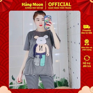 Đồ Bộ Nữ Bigsize Set Bộ Thun Quần Lửng Đồ Bộ Mặc Nhà Đẹp TRUMSI QL04 LỬNG GẤU QUẦN SỌC