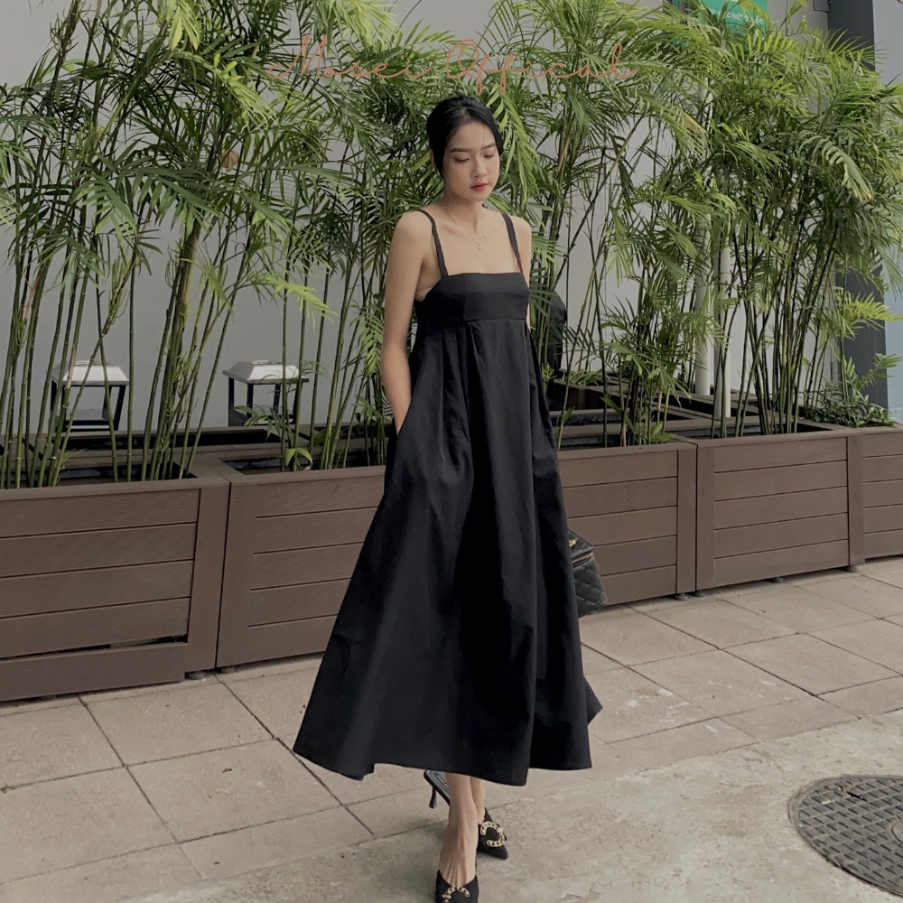 Váy nữ hai dây dáng dài Mosei Dress đầm hở lưng local brand form suông che dáng siêu xinh thiết kế túi 2 bên có bigsize | BigBuy360 - bigbuy360.vn