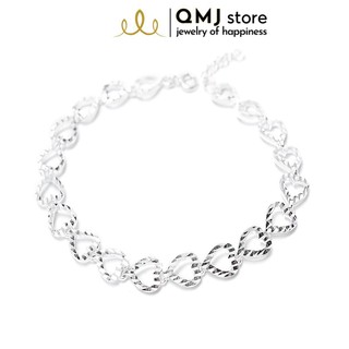 Lắc tay bạc QMJ Tim trơn phay móc máy tinh tế - Q051