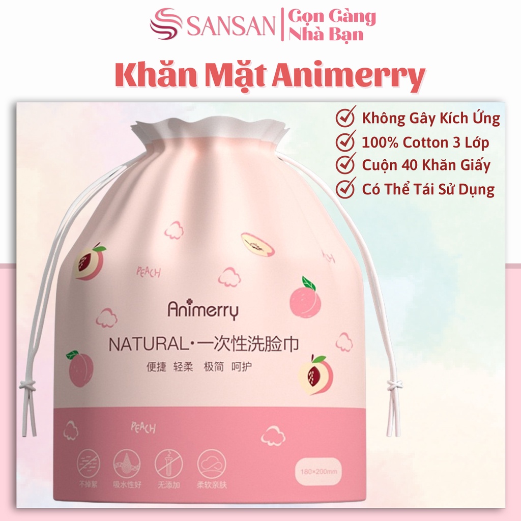 Khăn mặt khô Animerry , giấy lau mặt đa năng dùng 1 lần lau khô, lau ướt, tiện dụng SANSAN.HOUSE