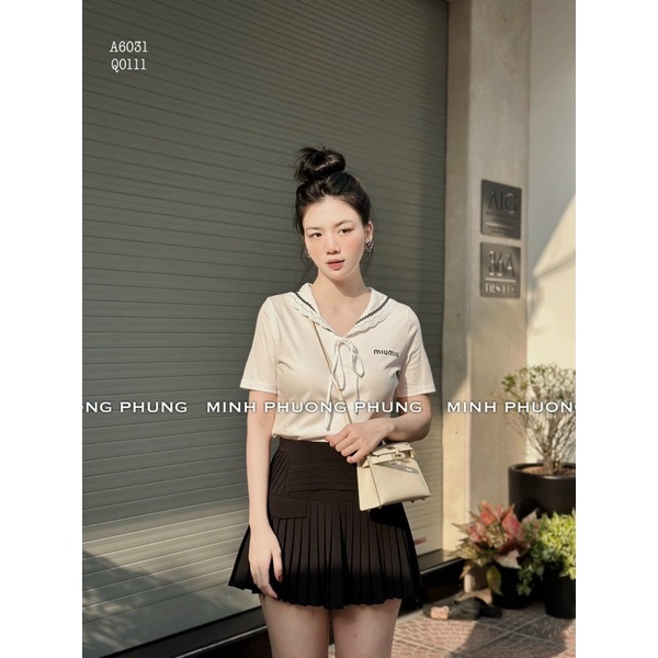 Áo phông miumiu cổ bẻ neww