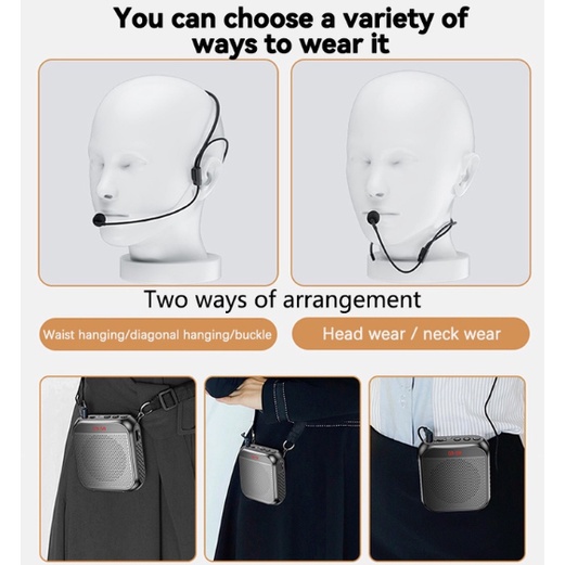 Bộ khuếch đại giọng nói  Loa thoại cá nhân di động đa chức năng 5W có màn hình micrô dành cho giáo viên