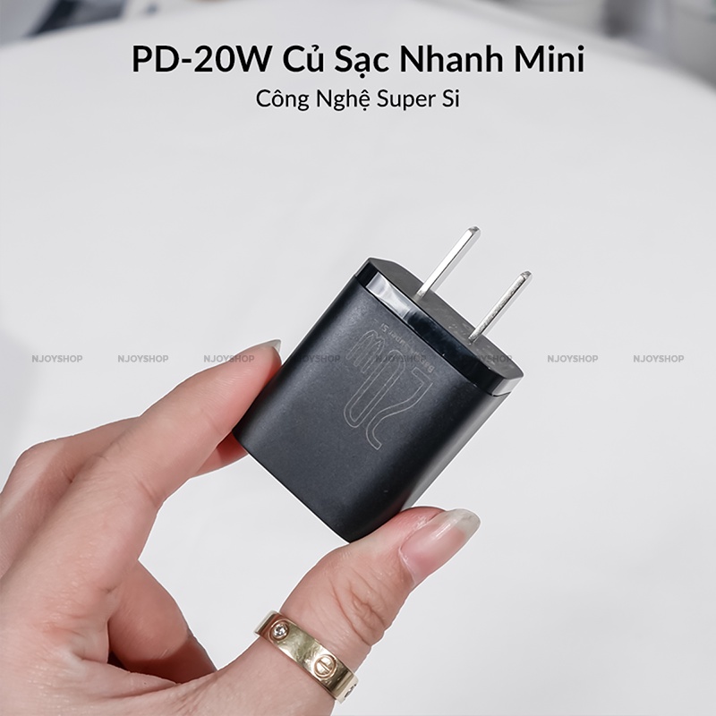 Củ Sạc Nhanh 20w Siêu Nhỏ Chân Cắm Type C Cho Điện Thoại IP11/12/13/14 Series Baseus Super Si Njoyshop