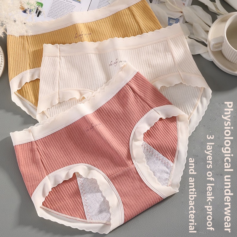 Quần Lót Sinh Lý Cotton 3 Lớp Chống Rò Rỉ Kháng Khuẩn Đáy Quần Lót Sinh Lý Thời Trang Nhật Bản Cho Nữ Big Size