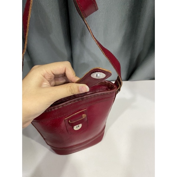 Túi si nhập Nhật dáng cái xô mini làm từ da mộc thật 100%