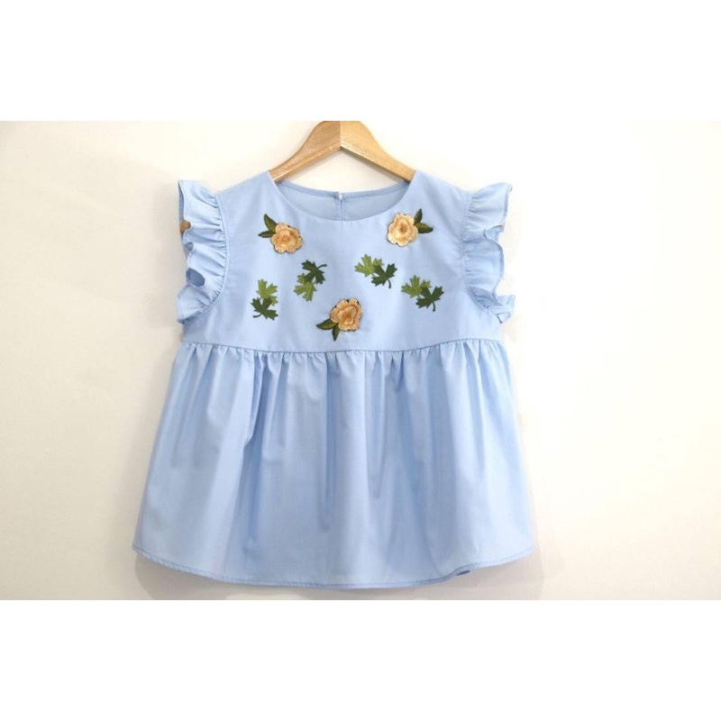 Rập giấy thiết kế, rập giấy áo cổ tròn nữ nhún bèo cánh tiên vai baby doll xinh, rập giấy A0 cắt sẵn