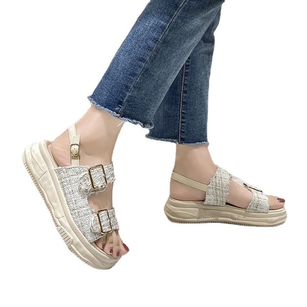 Giày sandal nu dép bánh mì đế cao Sandal Đế Xuồng Dày Quai Ngang Khóa Vuông Phong Cách Mới Mùa Hè 2023 Cho Nữ