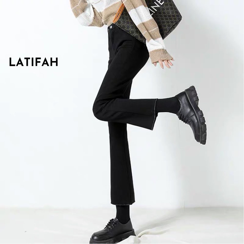 Quần jeans nữ ống loe co giãn tua lai LATIFAH QD047 trẻ trung năng động ulzzang phong cách hàn quốc