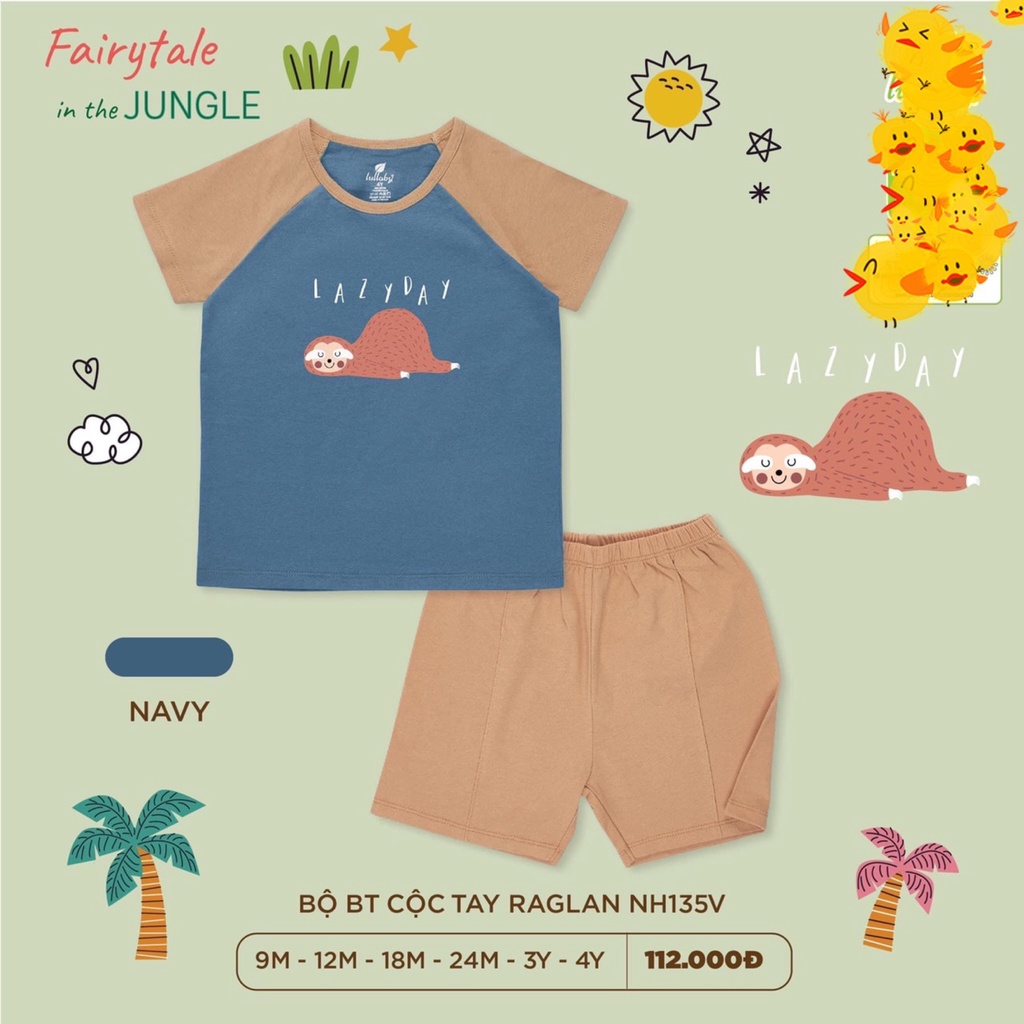 Bộ Cộc tay cotton Raglan Bé Trai Lullaby 2023  NH135V