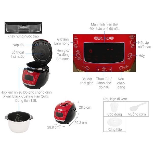 NỒI CƠM CAO TẦN CUCKOO HUS1000F ,BẢO HÀNH 24 THÁNG