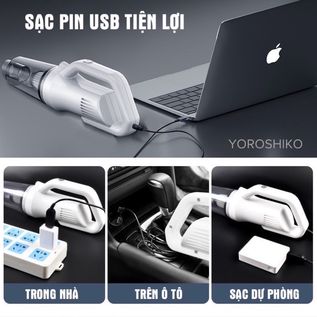 Máy hút bụi 3in1 Yoroshiko Cao Cấp với Công xuất 12000PA siêu mạnh tiện lợi cho gia đình