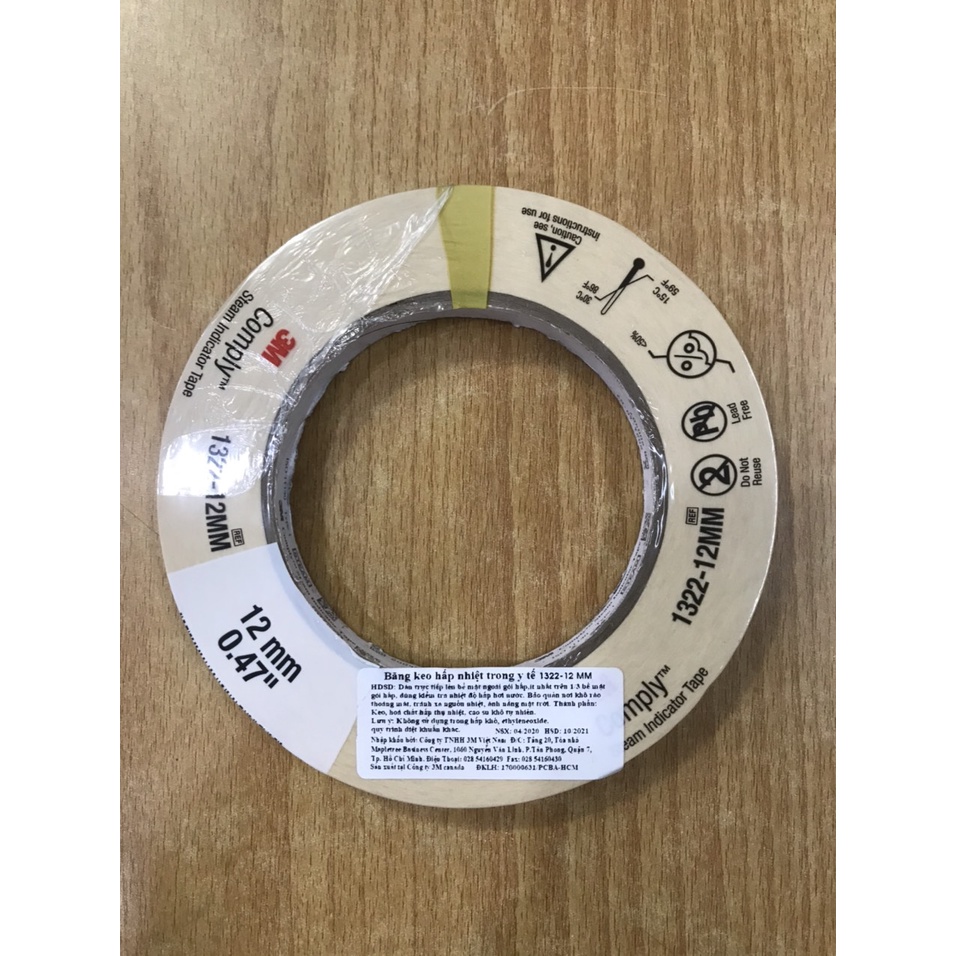 Băng keo chỉ thị nhiệt 3M (hấp ướt) 12mm, 24mm