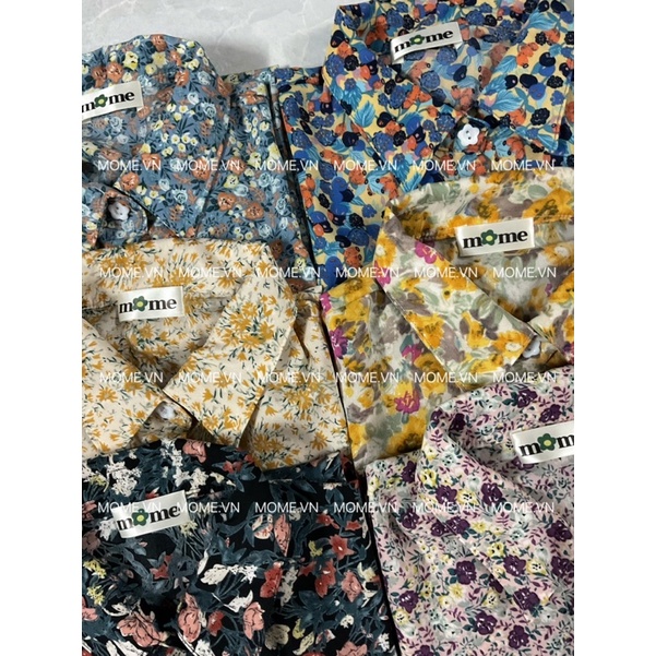 Sơ mi hoạ tiết Vintage tay ngắn ll 1 bên túi ll Dáng Croptop Oversized - MOME.VN