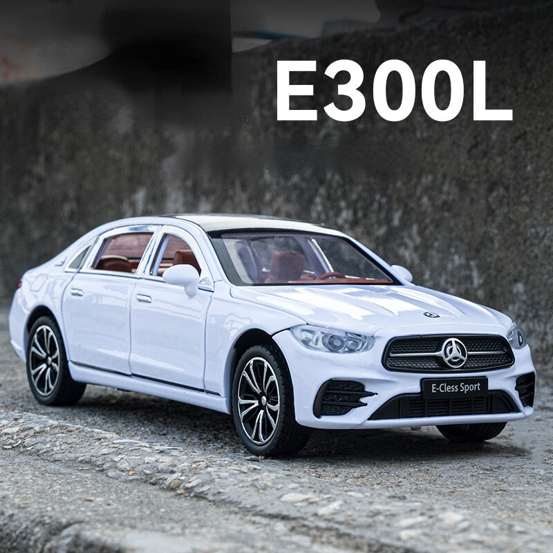 Mô hình xe ô tô Mercedes E300L tỉ lệ 1/24 khung kim loại mở được 4 cửa có đèn và âm thanh, mô hình oto trưng bày E300L