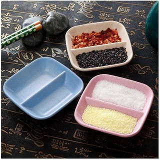 Combo 2 Đĩa Đựng Gia Vị Lúa Mạch 2 Ngăn