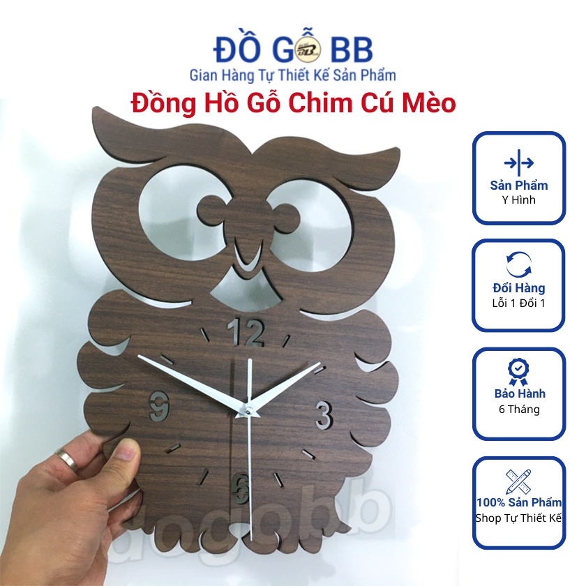 Đường Kính 30cm Đồng Hồ Treo Tường Decor Bằng Gỗ Trang Trí Chim Cú Mèo Bền Rẻ Đẹp - Đồ Gỗ BB
