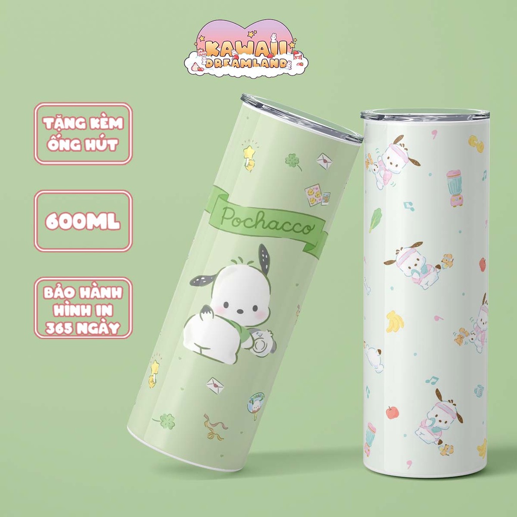 Bình giữ nhiệt cute hình Pochacco Sanrio - Cốc giữ nhiệt cute hình Pochacco Sanrio - 600ml - Inox 304