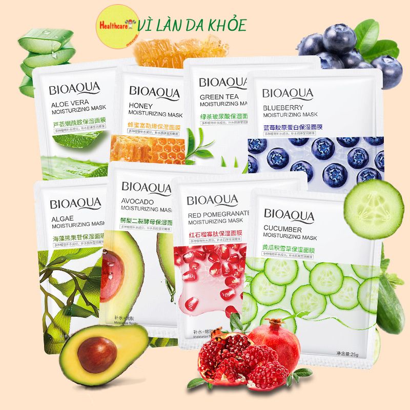 Combo 30 Miếng Mặt Nạ Giấy Bioaqua Hương Trái Cây Tự Nhiên Cao Cấp Chính Hãng Dưỡng Tráng Da Cấp Ẩm Thải Độc Healthcare