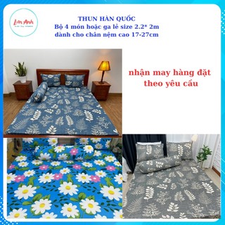 Bộ ga gối thun lạnh hàn quốc size 2m2 nệm 17_25cm