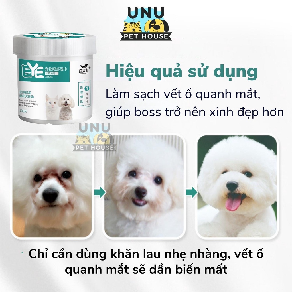 Combo khăn lau tai và khăn lau mắt cho chó mèo, chống viêm tai, viêm mắt, giảm vết ố mắt - UNU Pet House