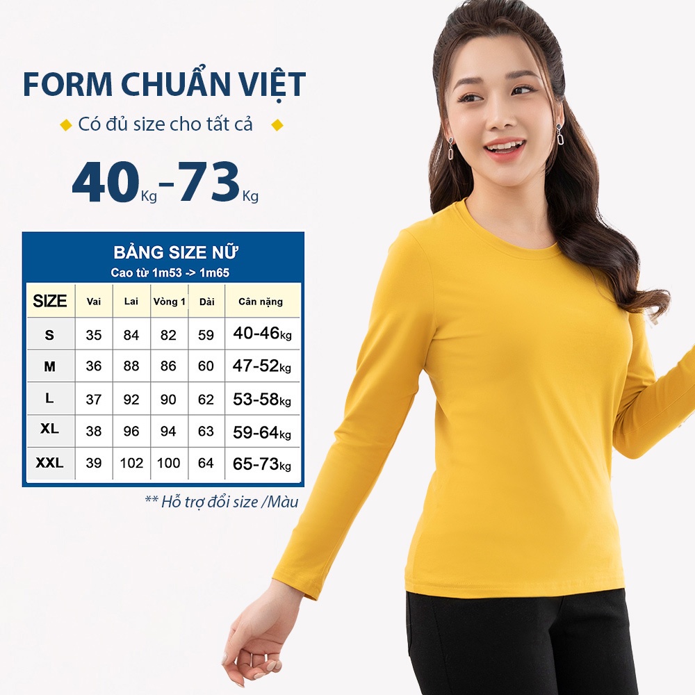 Áo thun tay dài nữ TOLI cổ tròn dáng ôm vừa, màu trơn , vải cotton mềm mịn, co dãn 4 chiều cao cấp [LH10] | BigBuy360 - bigbuy360.vn