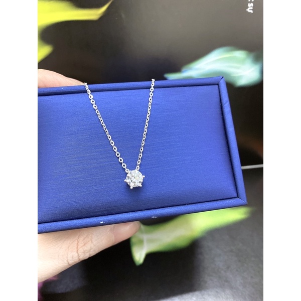 Dây chuyền bạc 925 phối mặt nhỏ 6 ly đơn giản xi bạch kim - Bạc 925 xi bạch kim