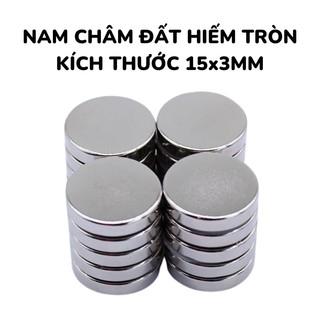Nam châm đất hiếm, nam châm tròn kích thước 15x3mm lực hút siêu mạnh