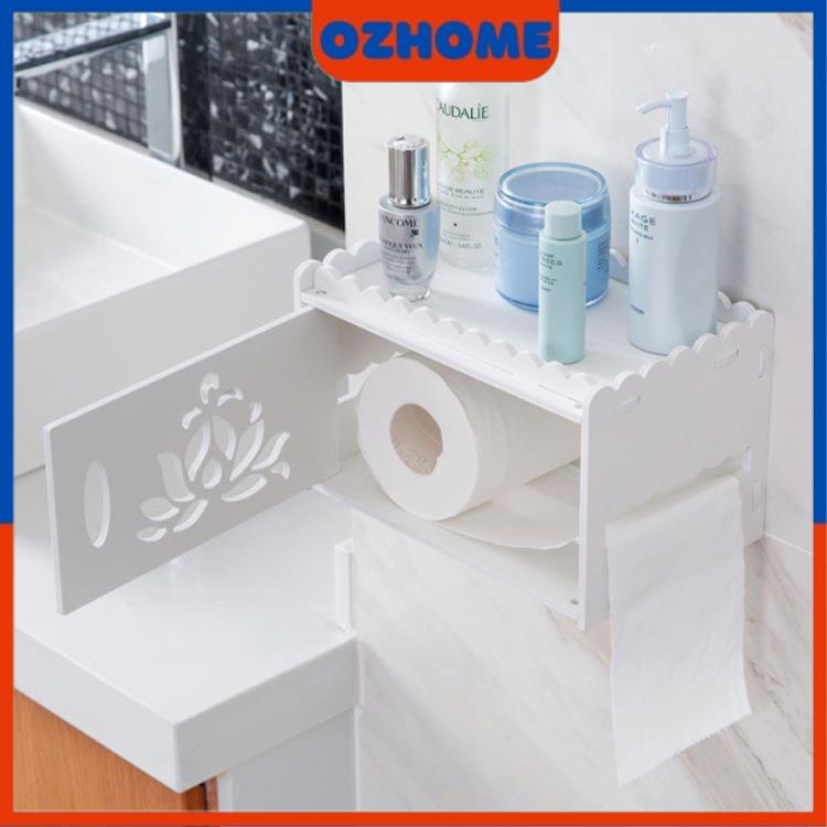 Hộp đựng giấy nhà vệ sinh có kệ đựng vật dụng
