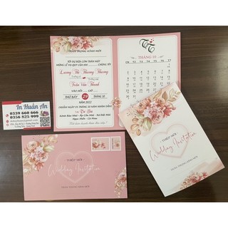 Thiệp cưới gập 2, phong bì đỏ