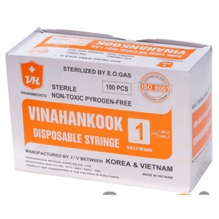 Hộp 100 cây bơm kim tiêm tiểu đường insulin 1cc 1ml 100iu vinahankook