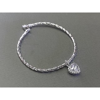 Vòng tay bạc HAS phối charm tim đá Cz 17cm