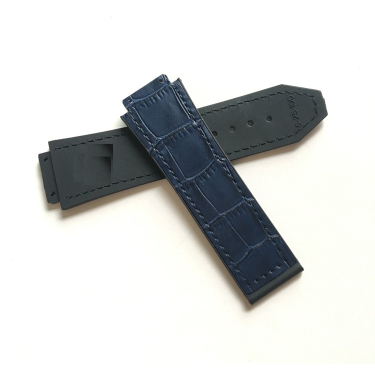 Dây đồng hồ H.U.B.I.O.T da vân cá sấu xanh than size 42, 38, 34mm