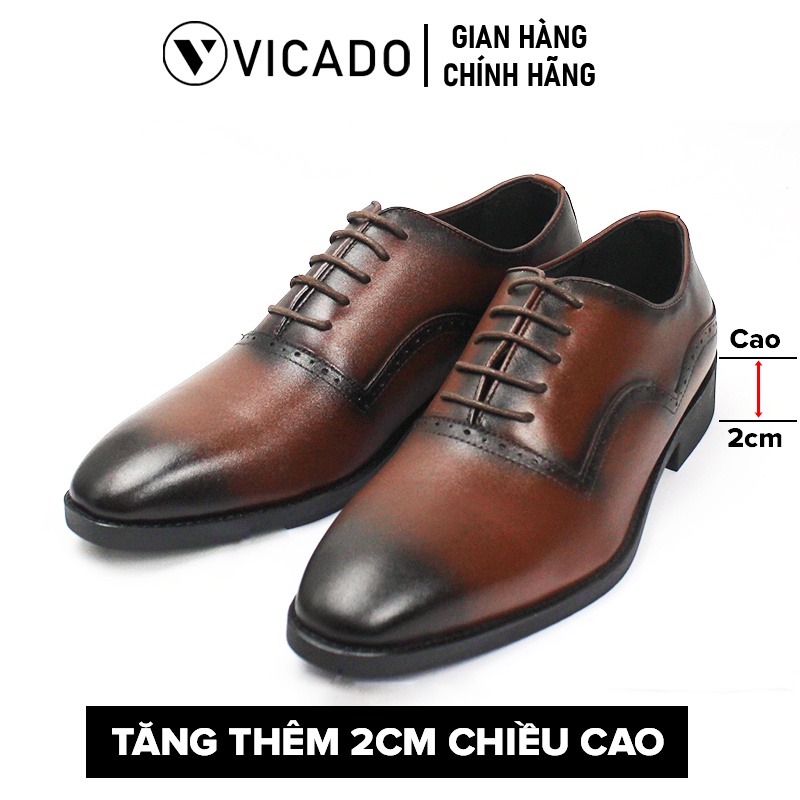 Giày công sở nam Oxford Vicado VC1021 màu nâu - Giày da nam cao cấp da bò thật 100%