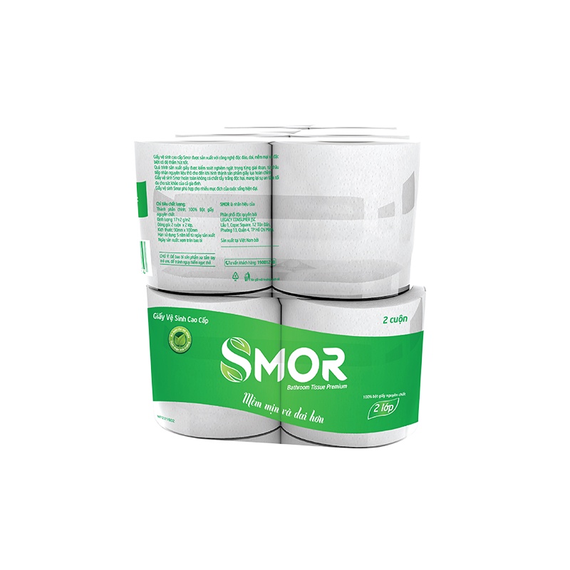 GIẤY VỆ SINH CAO CẤP SMOR 950G (12 CUỘN/BỊCH)