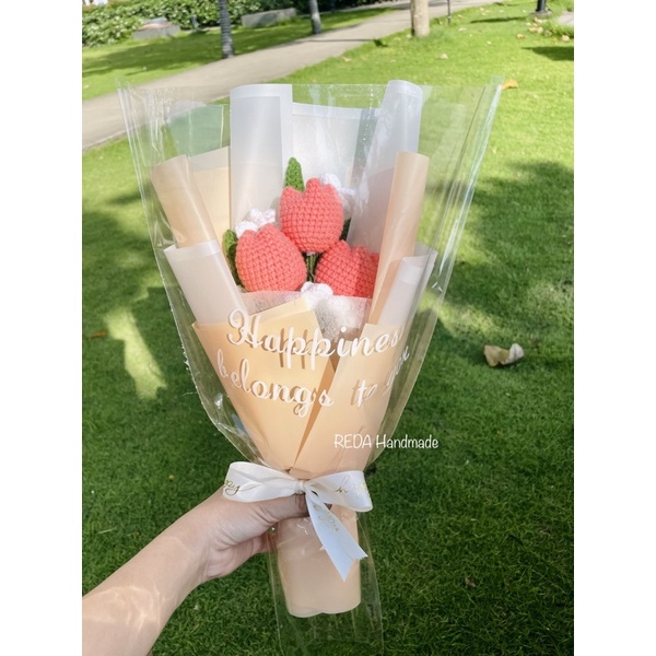 HOA TULIP LEN HANDMADE tặng người yêu sinh nhật lễ 8/3, 20/10, 14/2 có gói bó theo yêu cầu