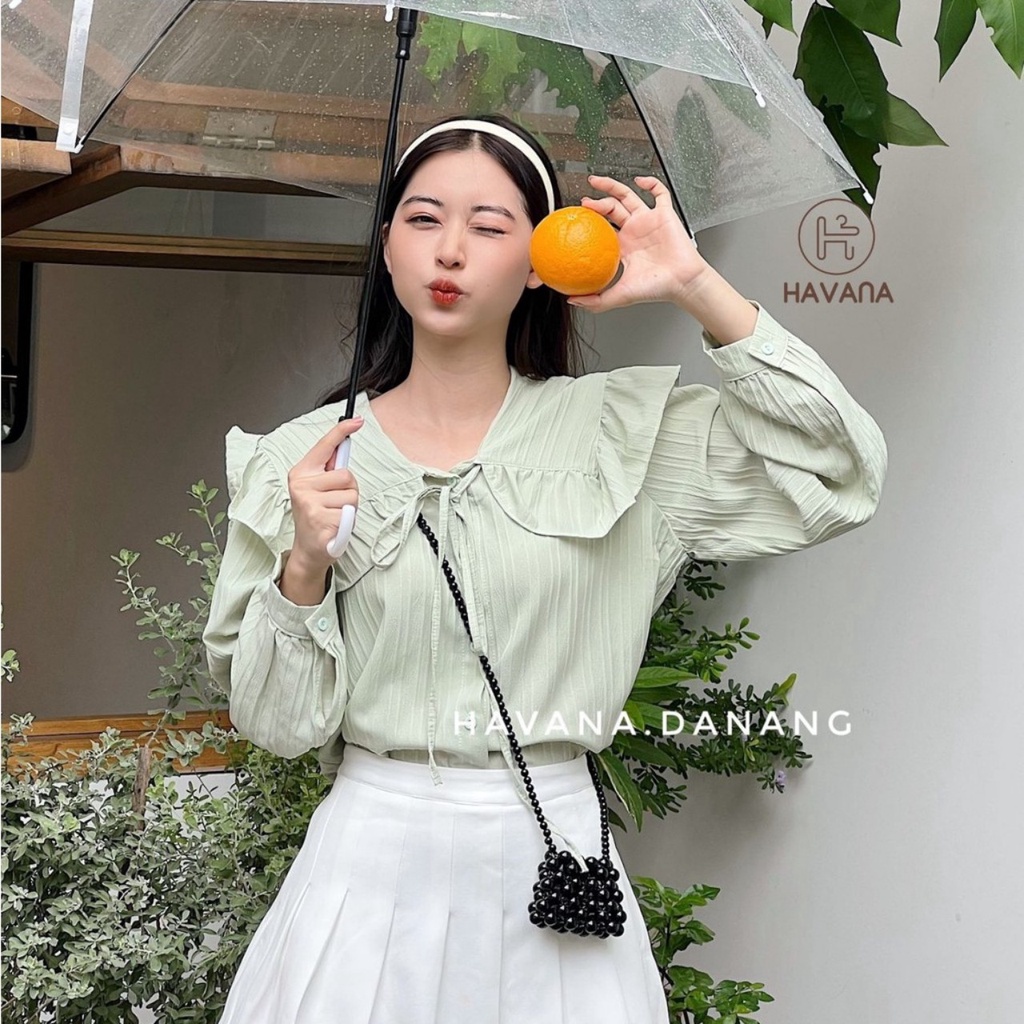 Áo sơ mi kiểu nữ dài tay, sơ mi gân cổ bèo thắt nơ nhiều màu SMtieuthu225