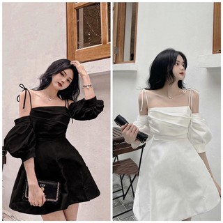 ĐẦM HAI DÂY RỚT TAY PHỒNG NGỰC XẾP LY