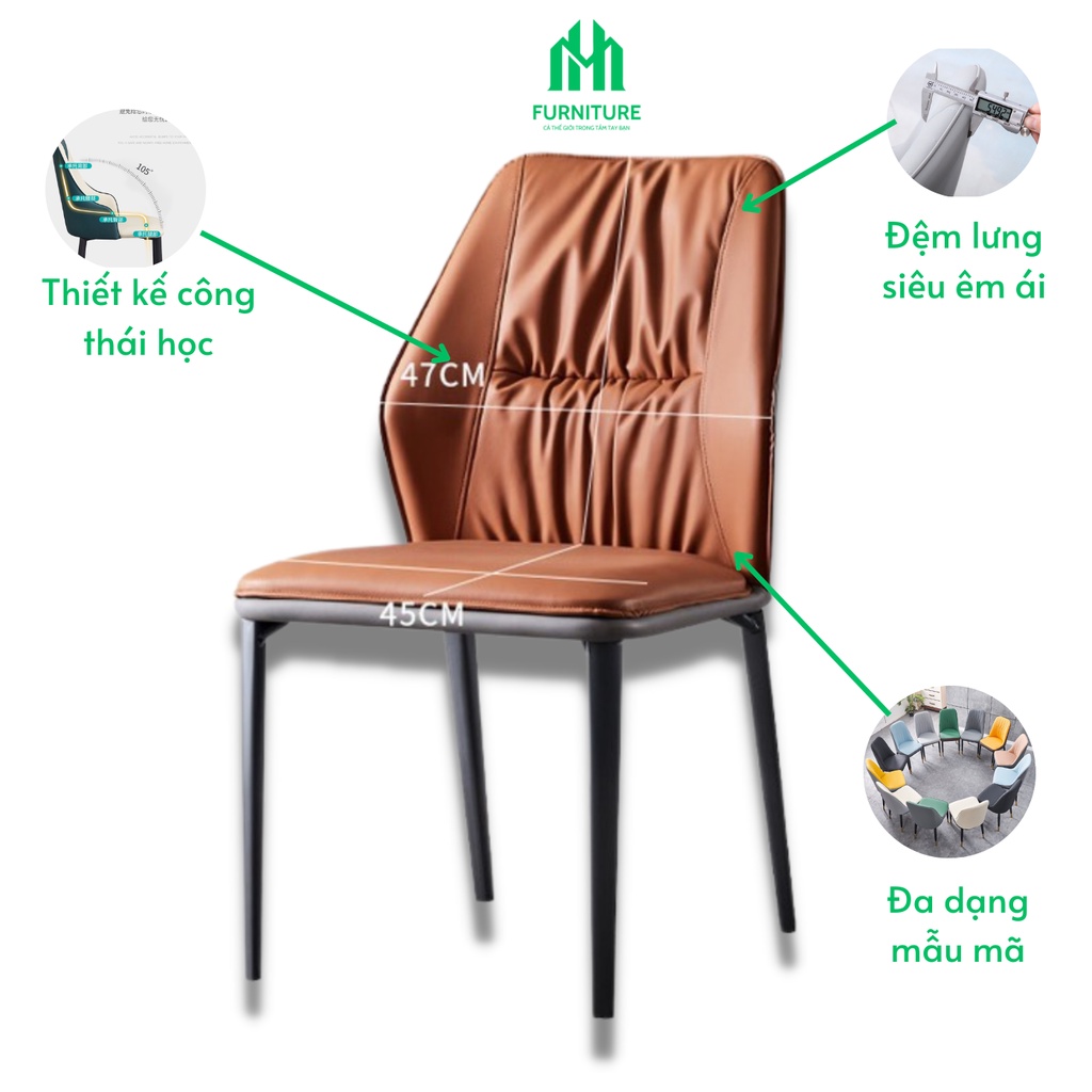 Ghế đôn bàn trang điểm,Ghế Bàn Ăn Phòng Khách Chất Liệu Bằng Sắt Phủ Sơn Tĩnh Điện Đệm Ghế Bằng Da PU Cao Cấp HUYMIN